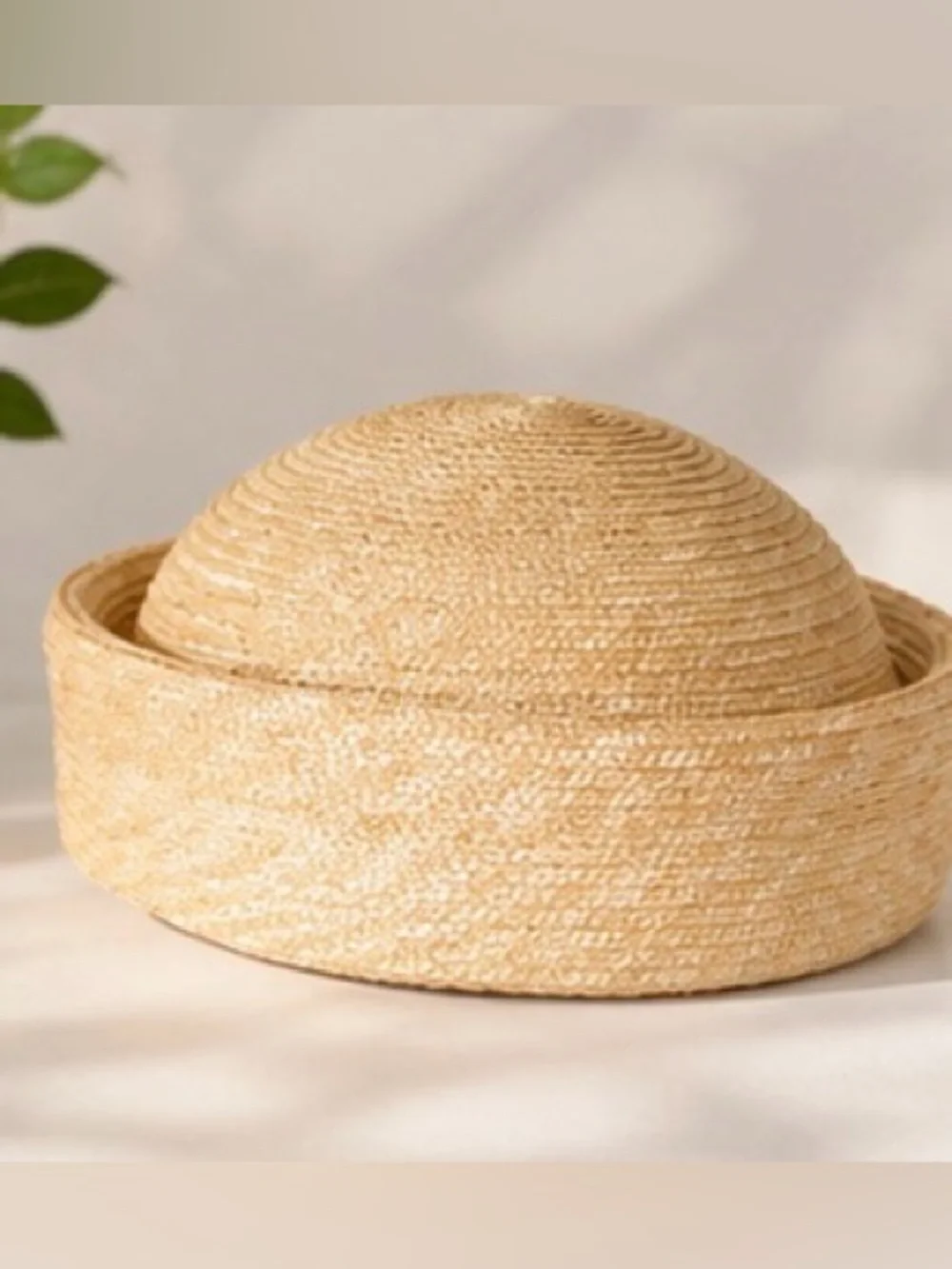 Natural Woven Dome Pillbox Hat | Minimalist Straw Fascinator | Resort & Derby Ha